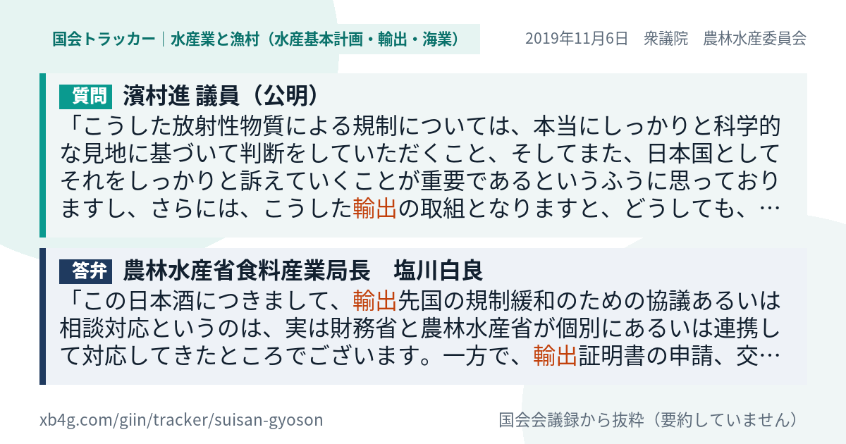 質問と答弁のカード