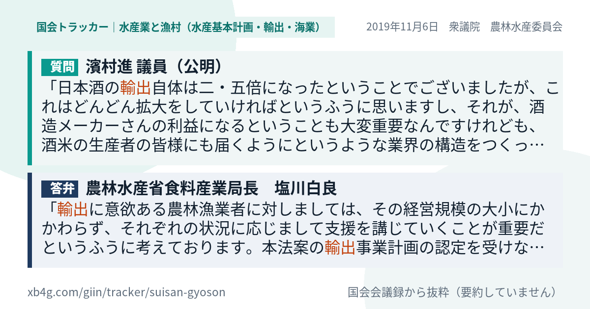 質問と答弁のカード