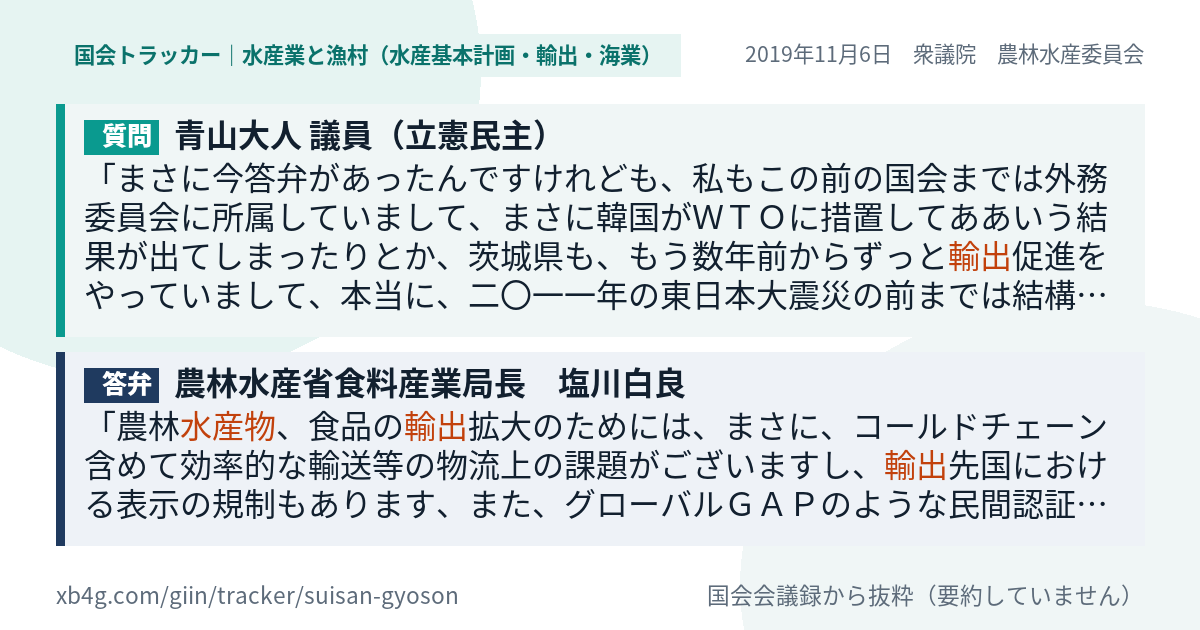 質問と答弁のカード