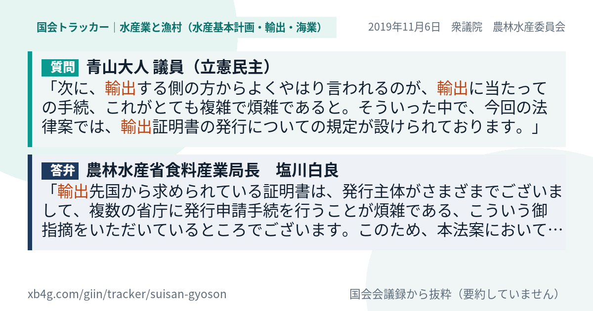 質問と答弁のカード