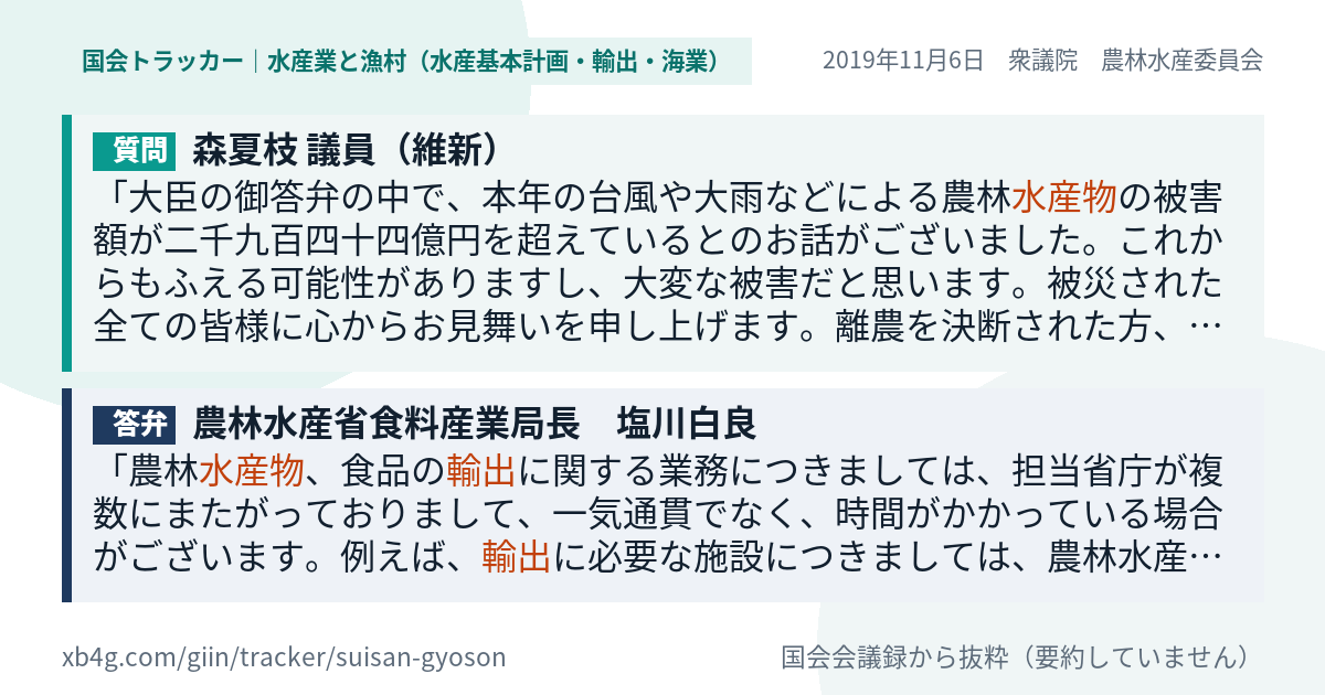 質問と答弁のカード
