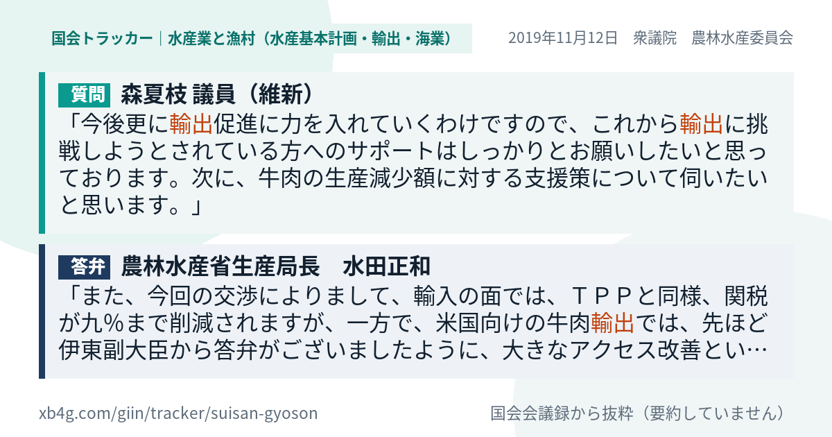 質問と答弁のカード
