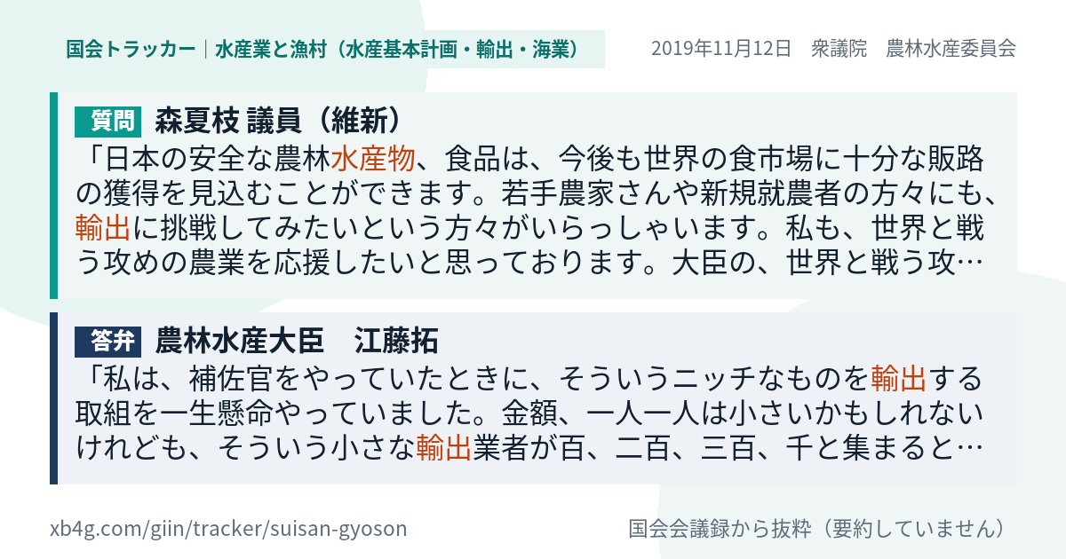 質問と答弁のカード