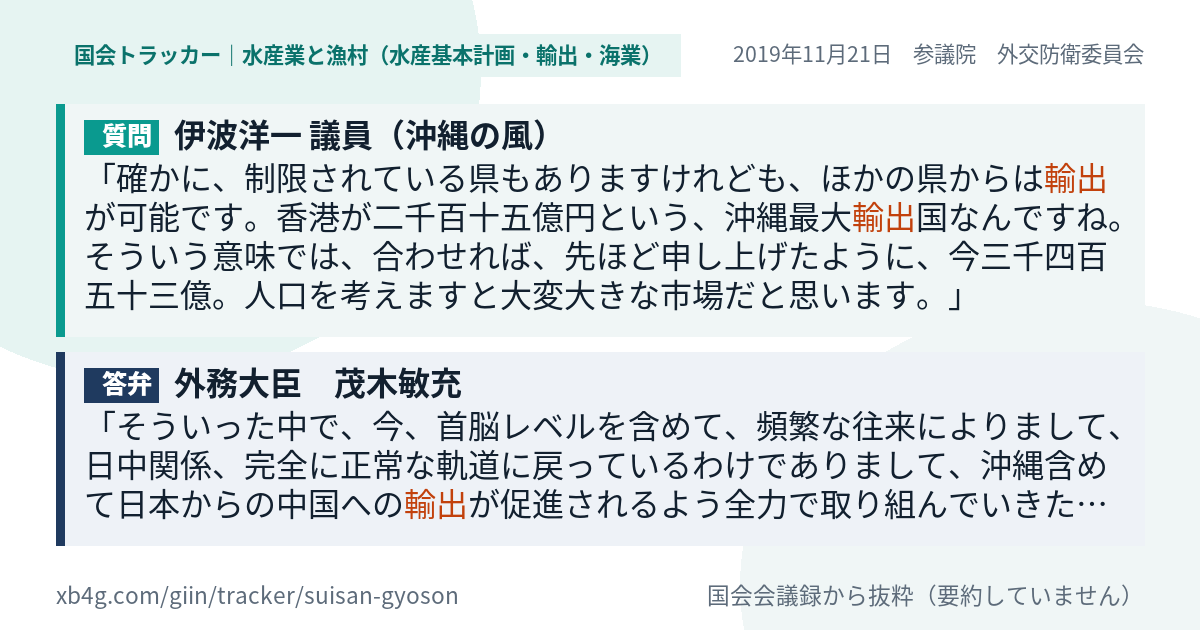 質問と答弁のカード