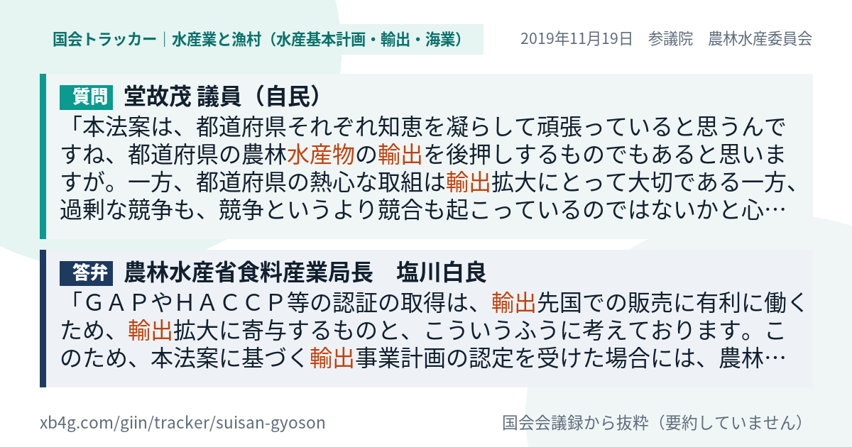質問と答弁のカード