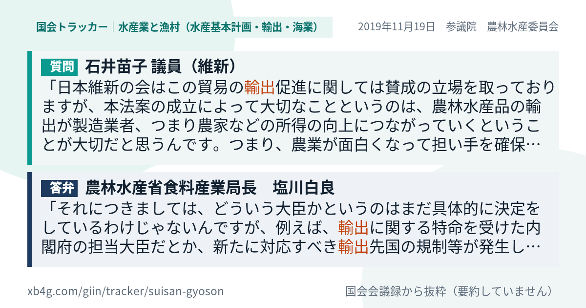 質問と答弁のカード