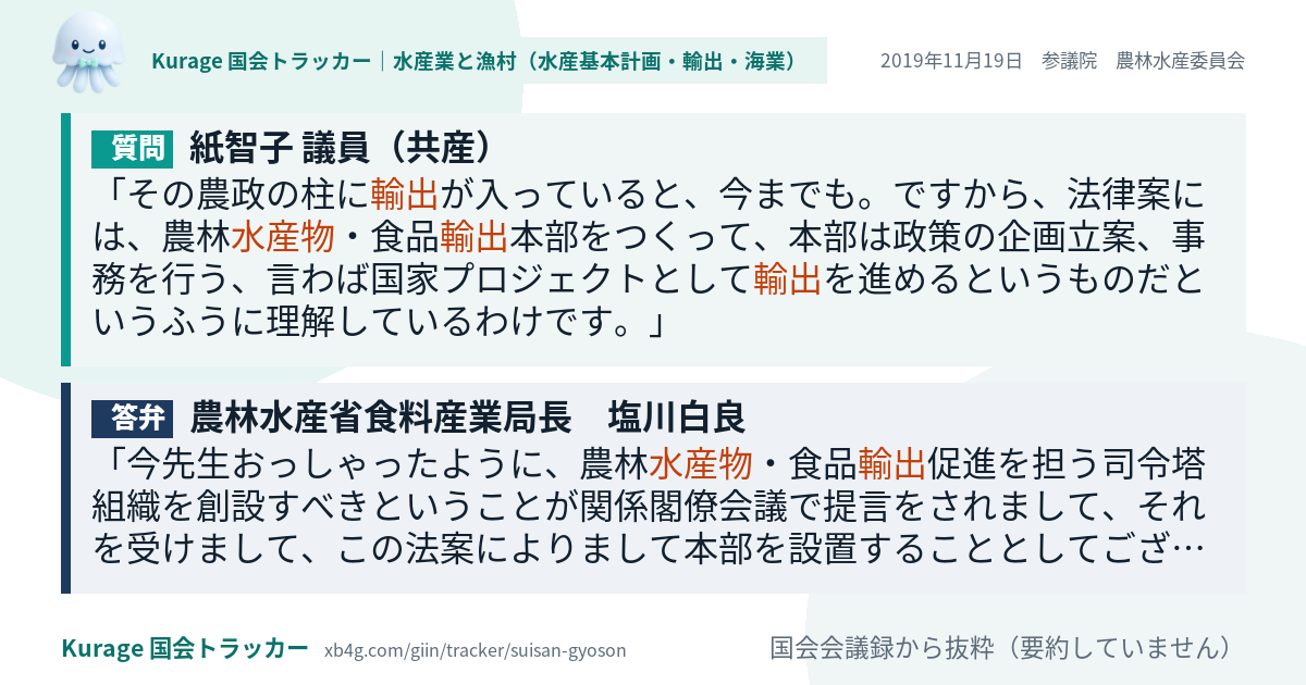 質問と答弁のカード