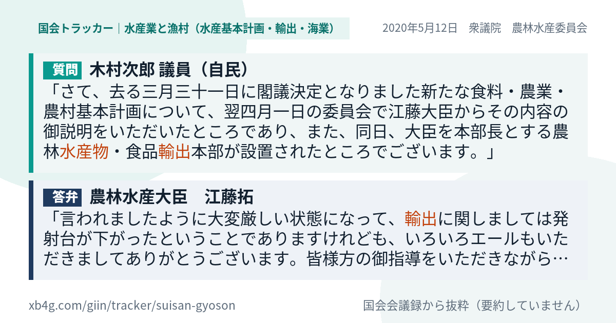 質問と答弁のカード