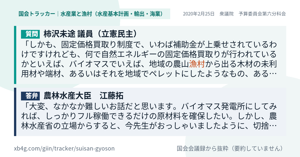 質問と答弁のカード