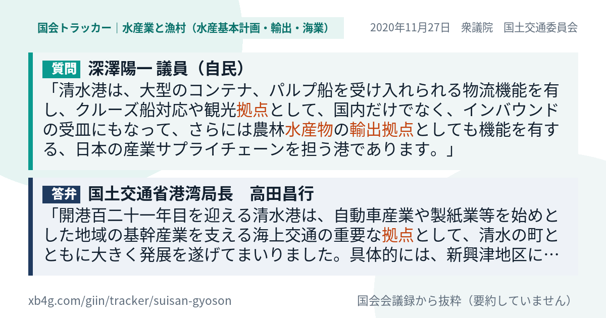 質問と答弁のカード