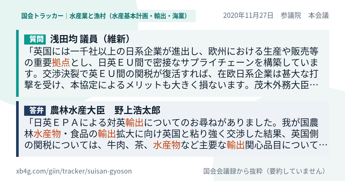 質問と答弁のカード