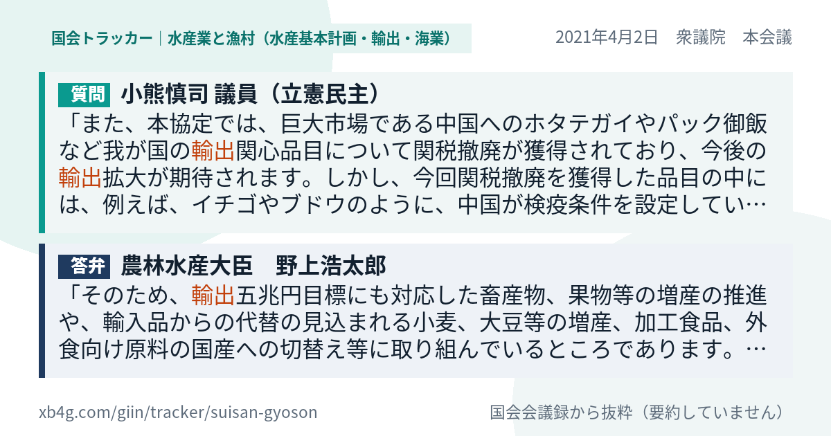 質問と答弁のカード