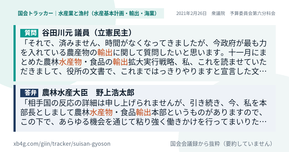 質問と答弁のカード