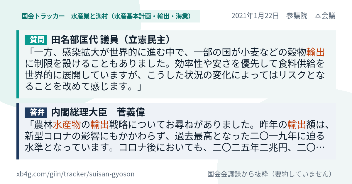 質問と答弁のカード