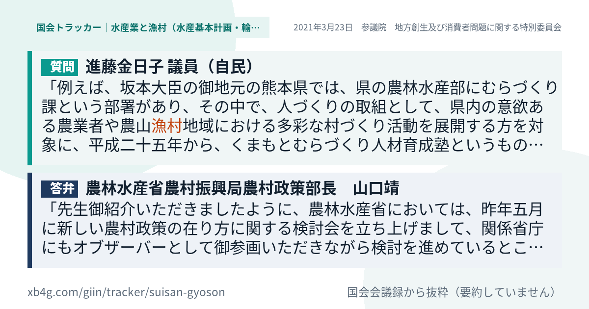 質問と答弁のカード