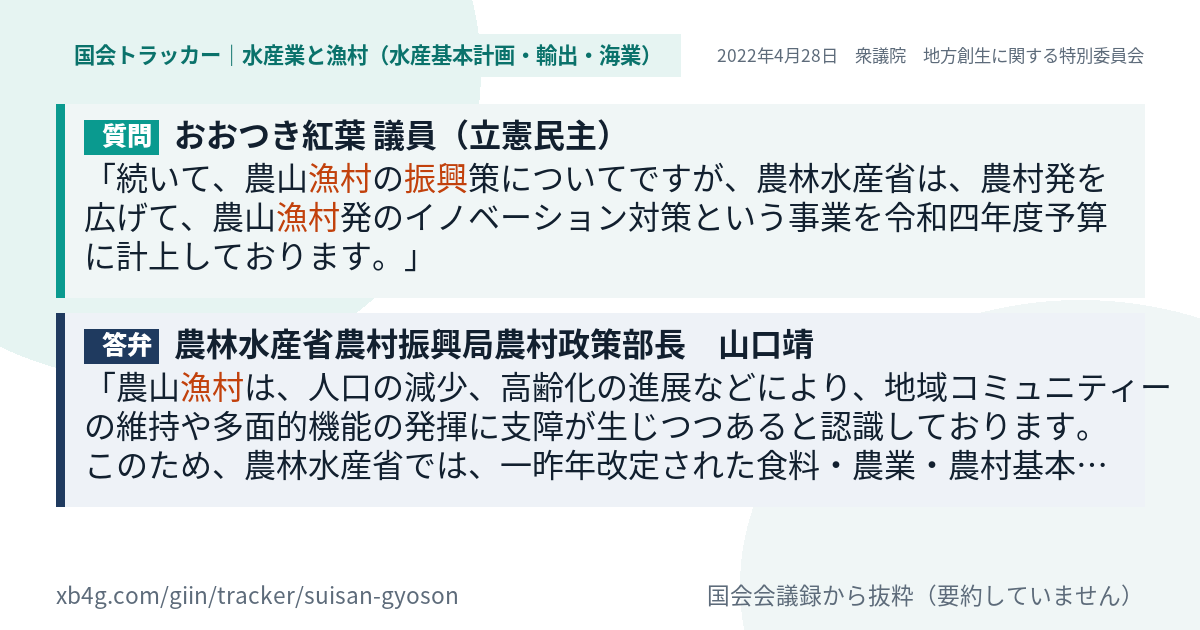 質問と答弁のカード
