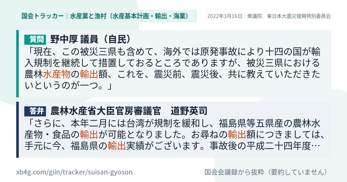 質問と答弁のカード