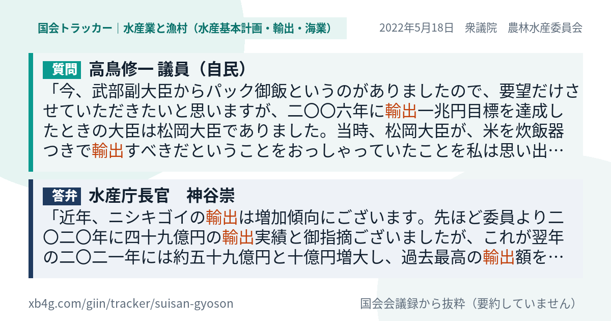 質問と答弁のカード