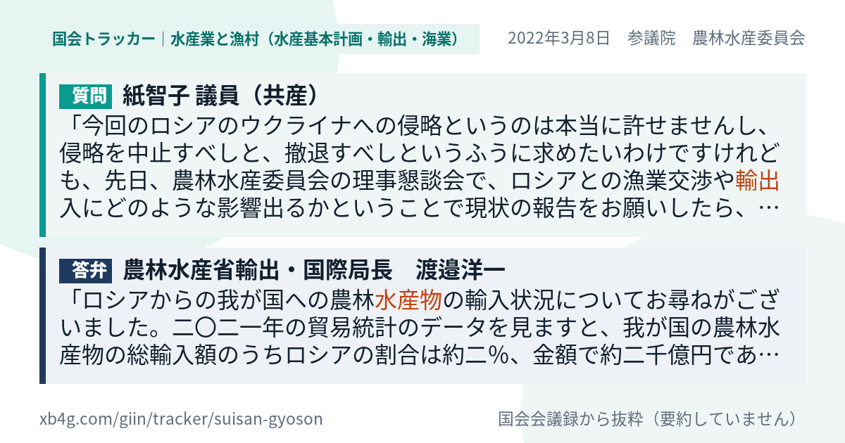 質問と答弁のカード