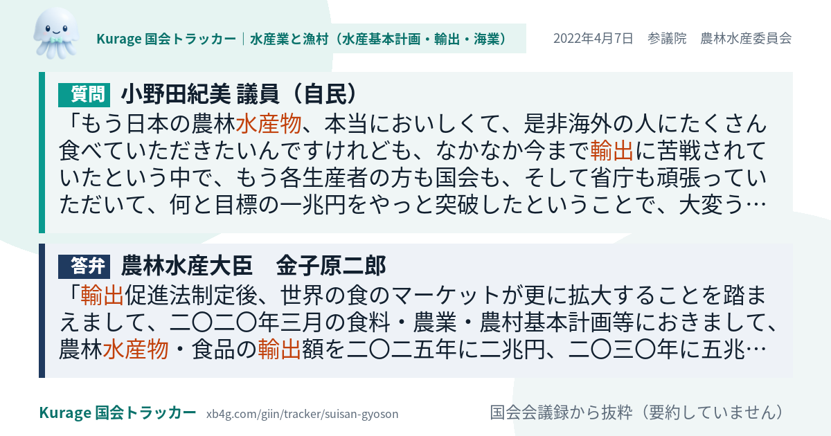 質問と答弁のカード