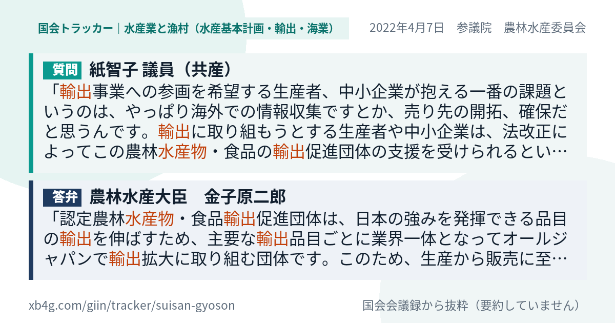 質問と答弁のカード