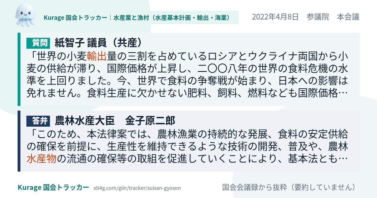 質問と答弁のカード