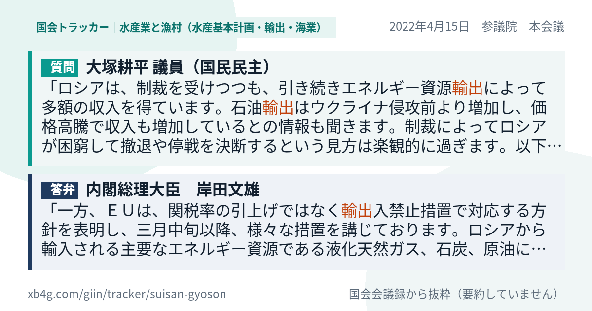 質問と答弁のカード