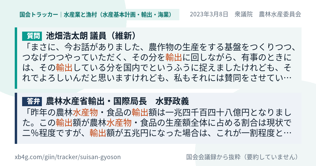 質問と答弁のカード