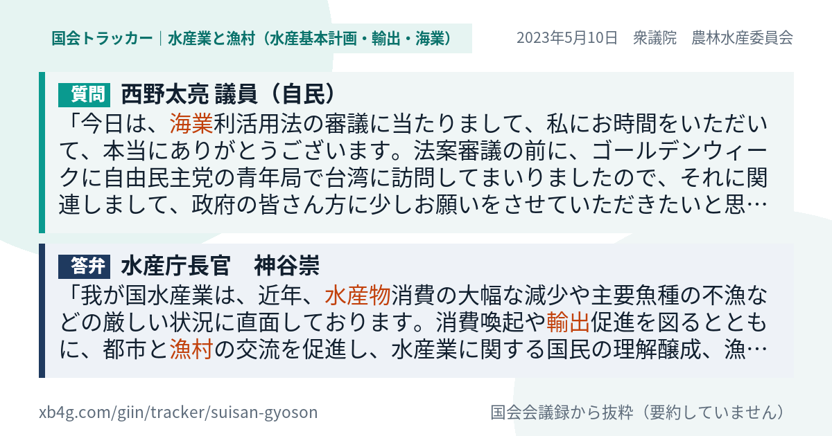 質問と答弁のカード
