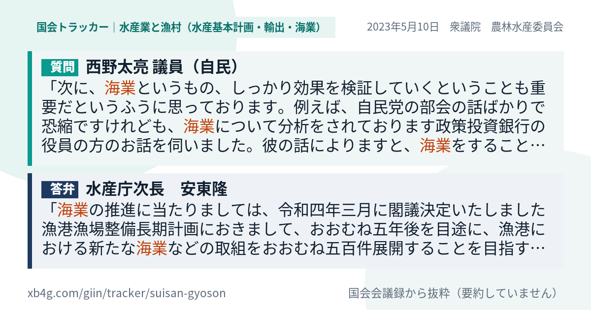 質問と答弁のカード