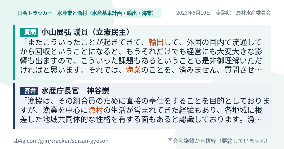 質問と答弁のカード