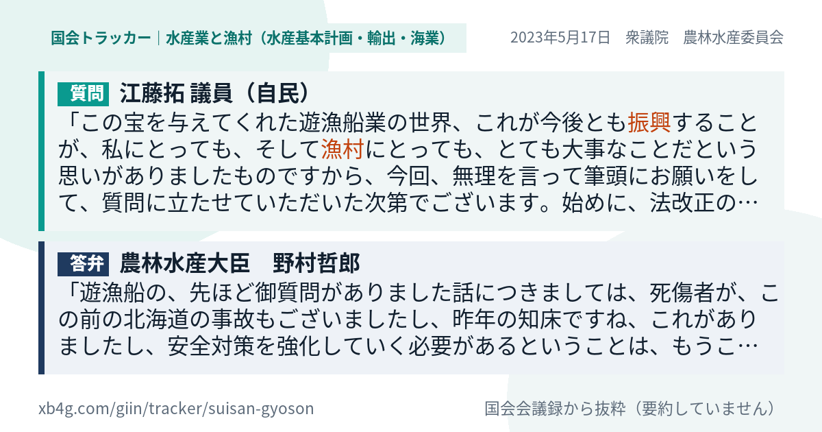 質問と答弁のカード