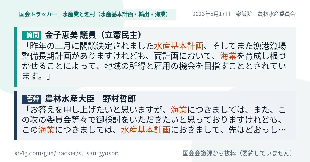 質問と答弁のカード