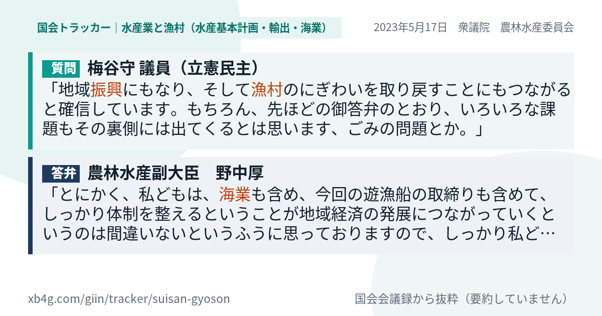 質問と答弁のカード