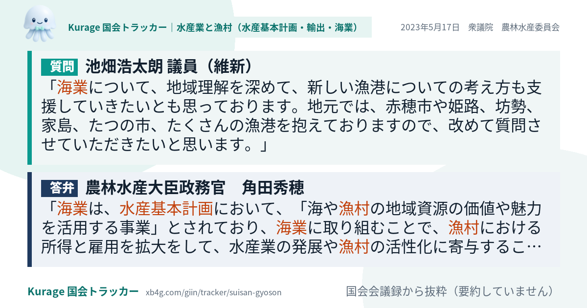 質問と答弁のカード
