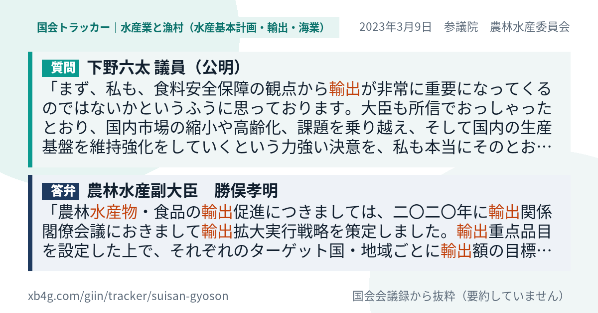 質問と答弁のカード