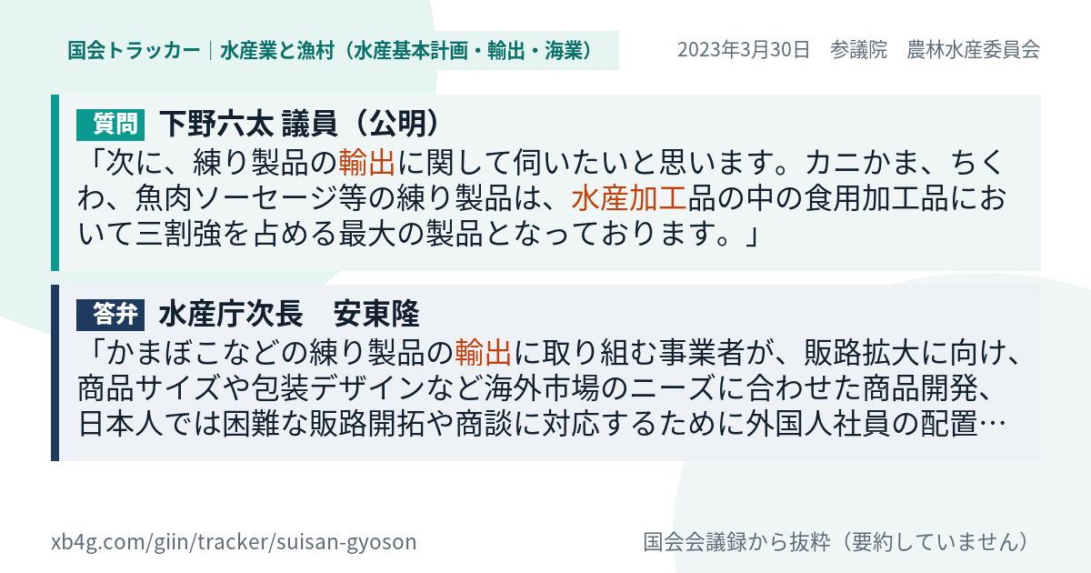 質問と答弁のカード