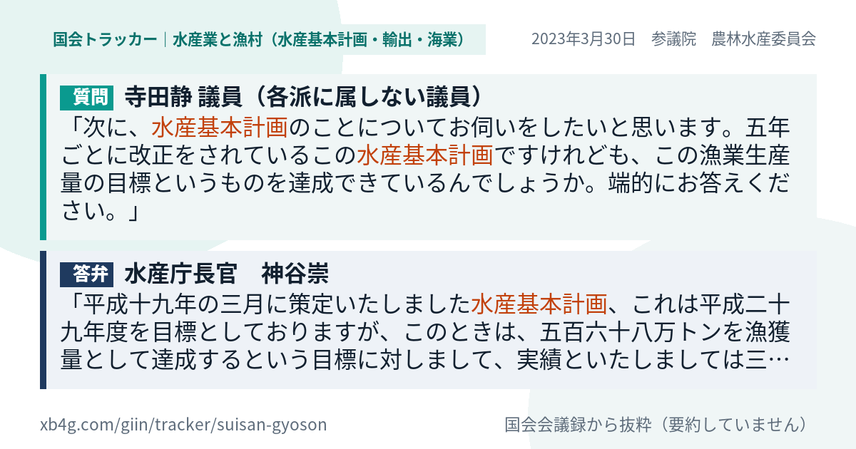 質問と答弁のカード