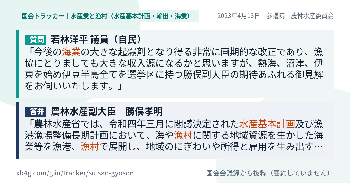 質問と答弁のカード