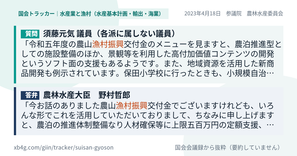 質問と答弁のカード