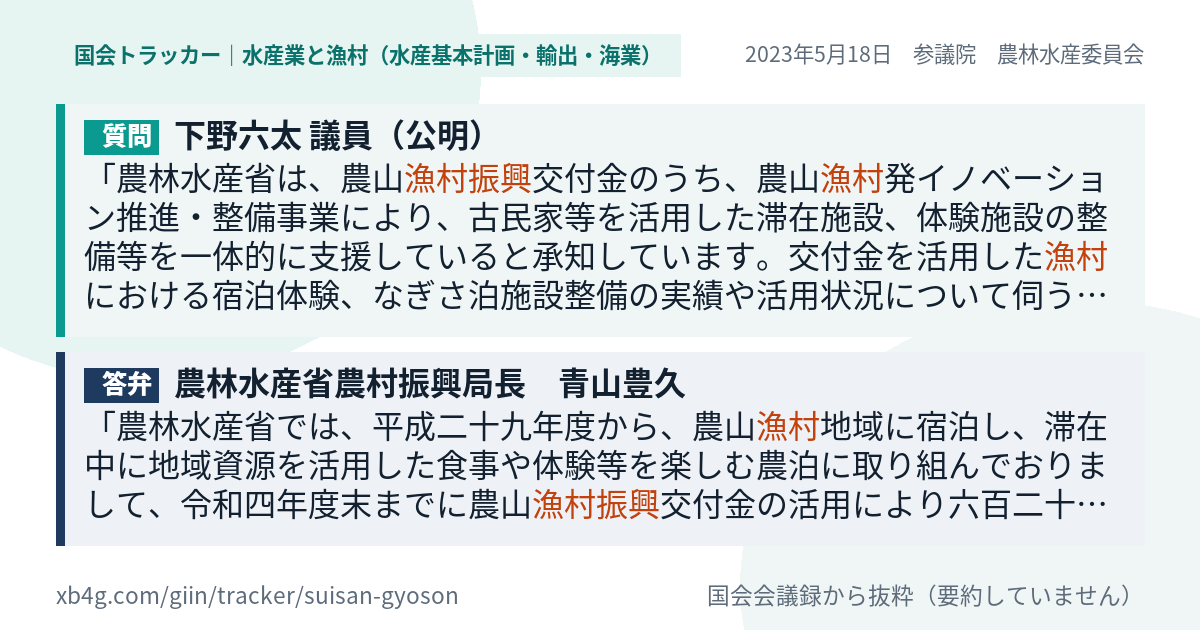 質問と答弁のカード