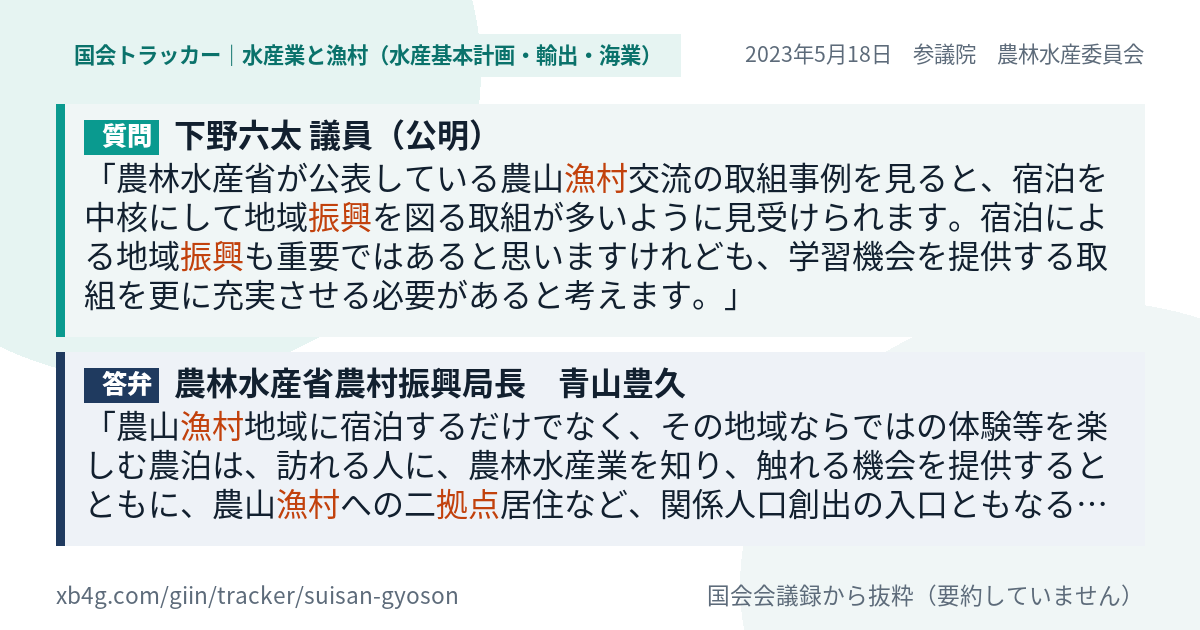 質問と答弁のカード
