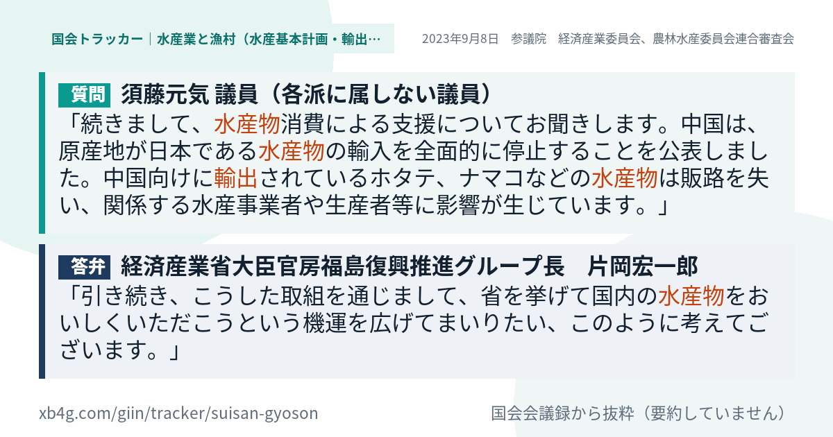 質問と答弁のカード