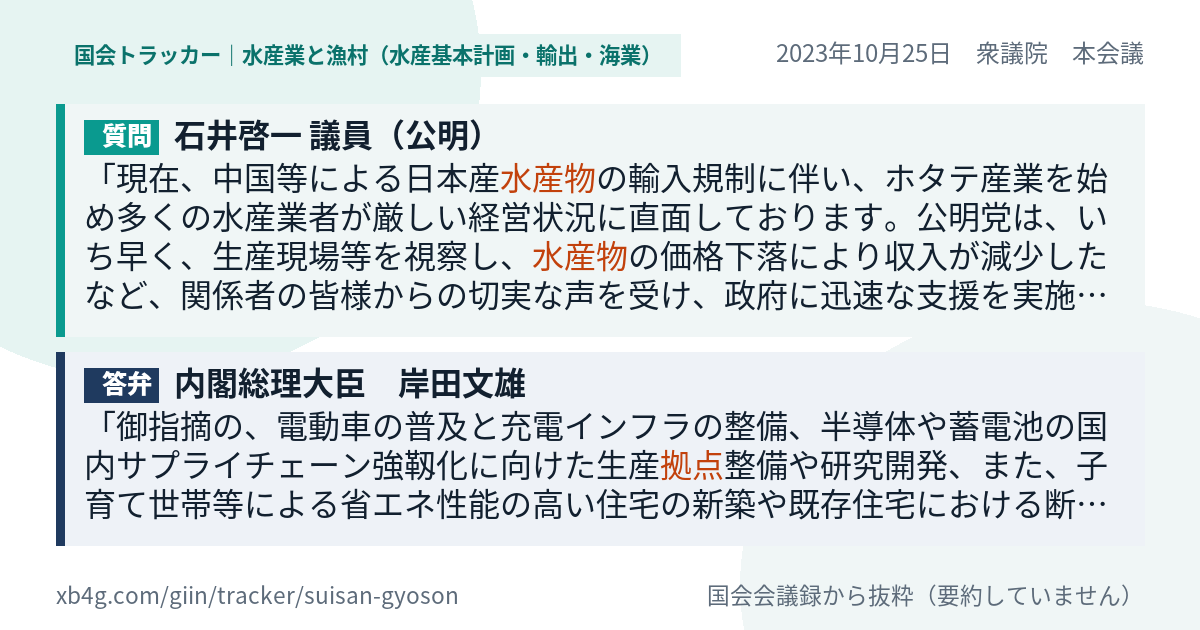質問と答弁のカード