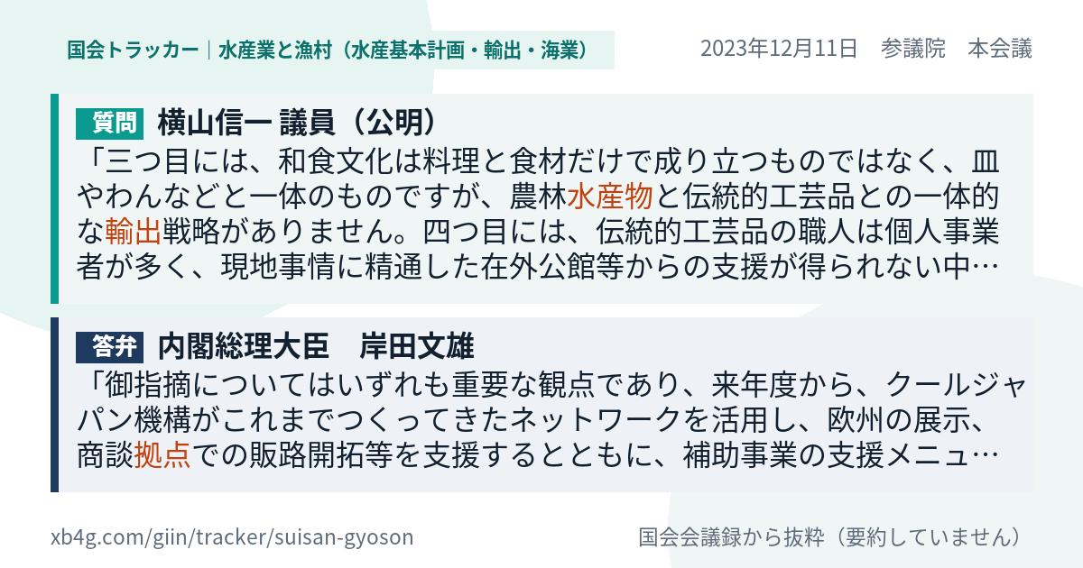 質問と答弁のカード