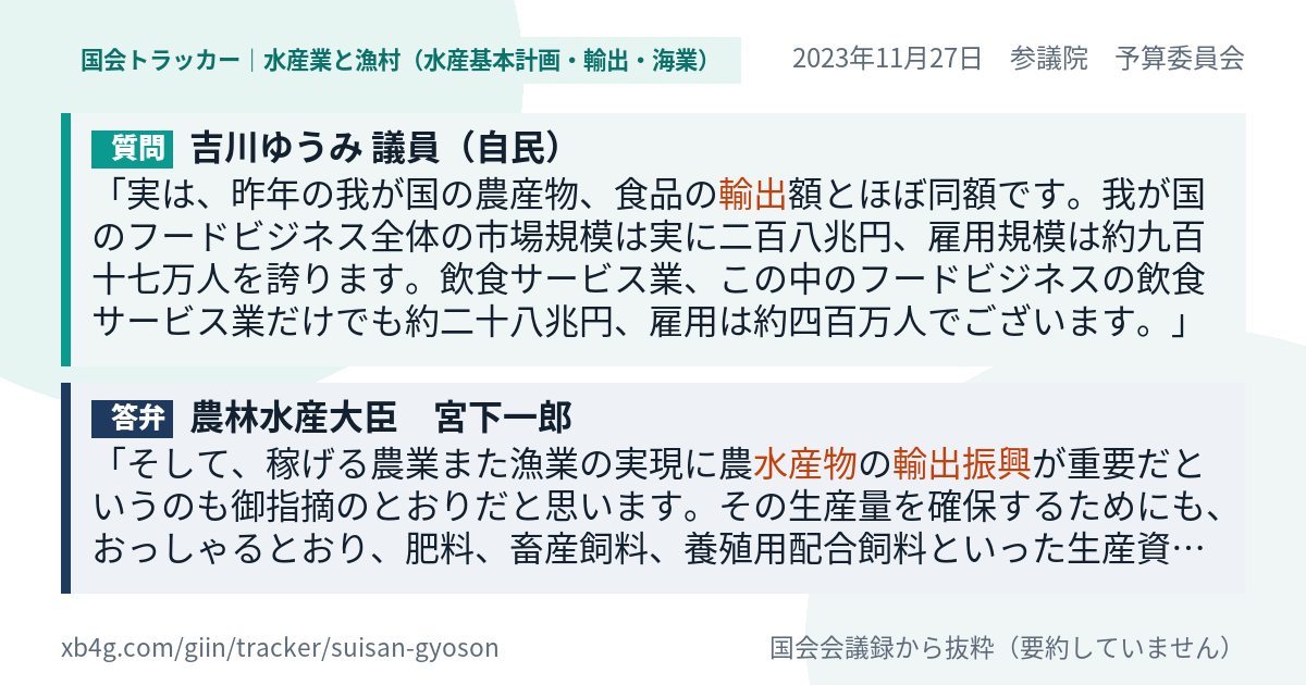 質問と答弁のカード