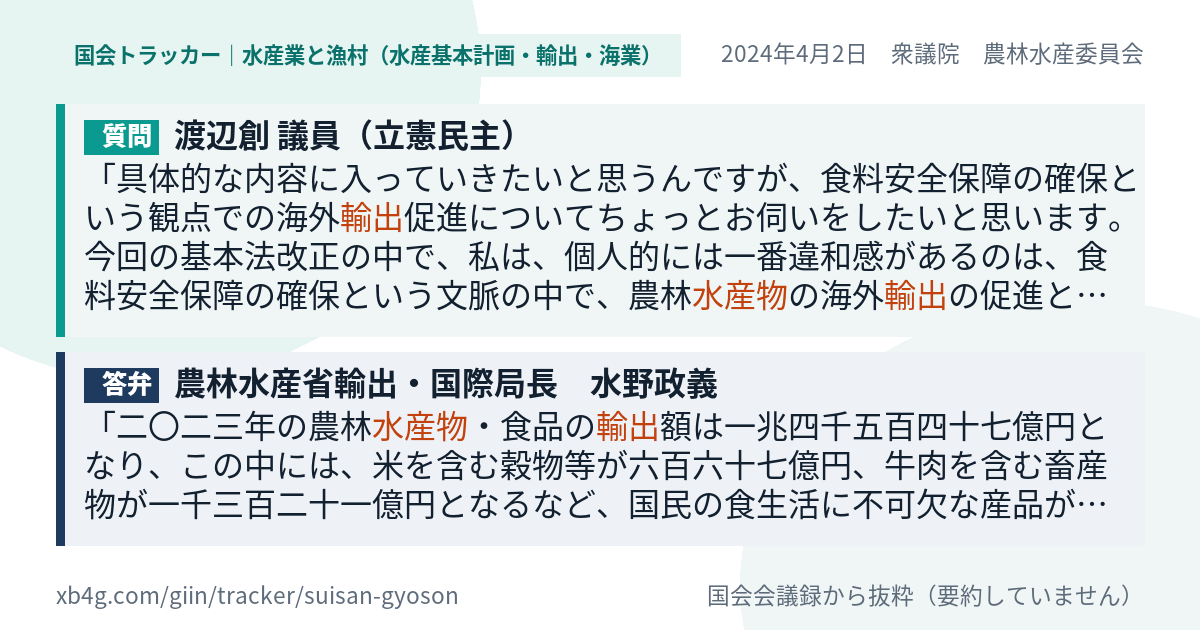 質問と答弁のカード