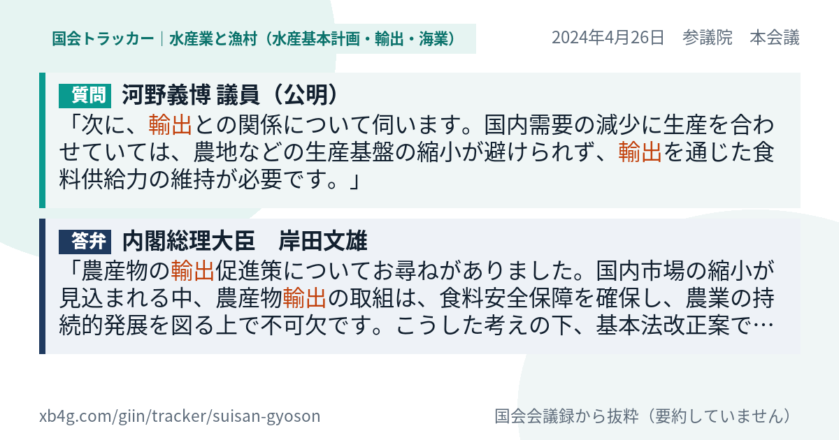 質問と答弁のカード