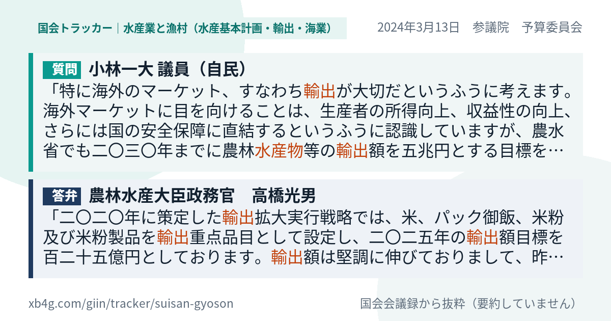 質問と答弁のカード