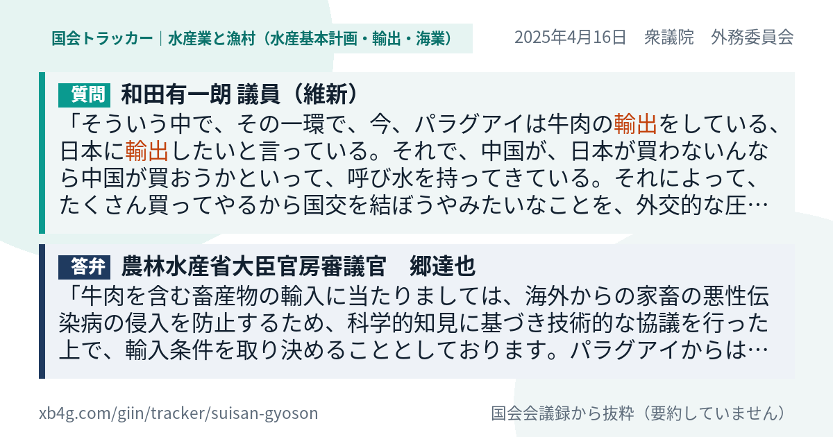 質問と答弁のカード